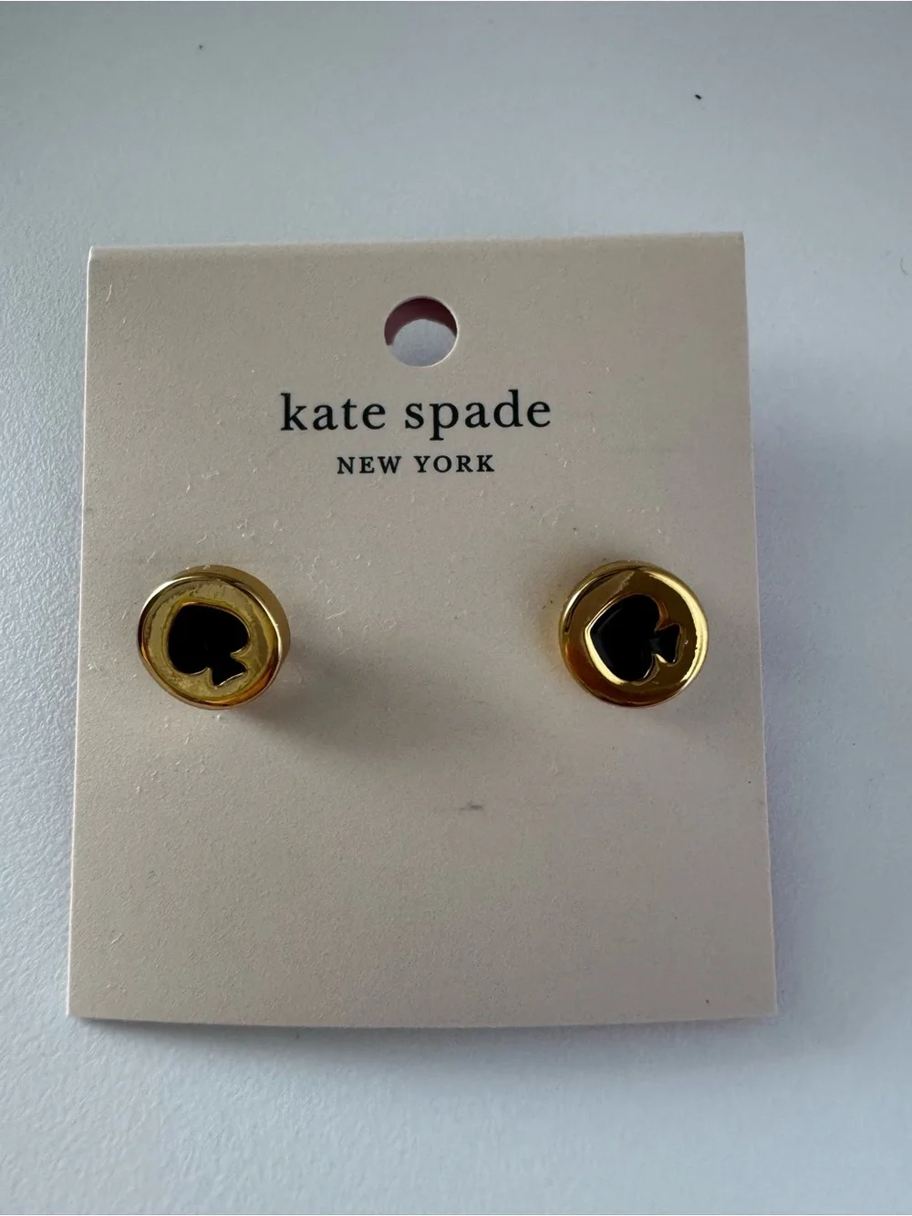 kate spade Gold and Black Enamel Spade Stud Earrings